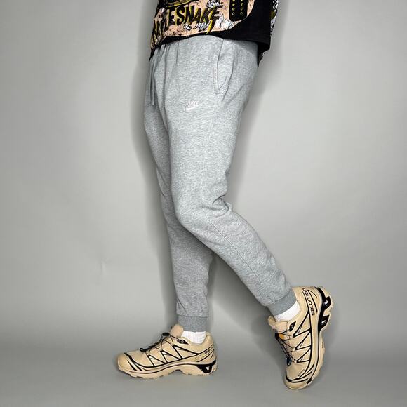 Nike Sweatpants Light Grey Cotton Joggers White Swoosh - Picture 1 of 4